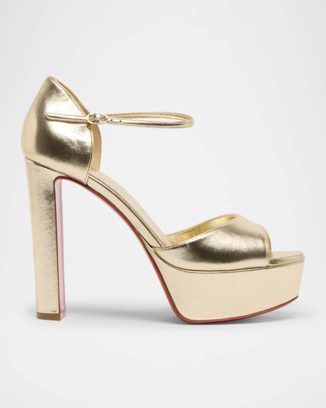 Sandaloo Metallic Red Sole Platform Sandals